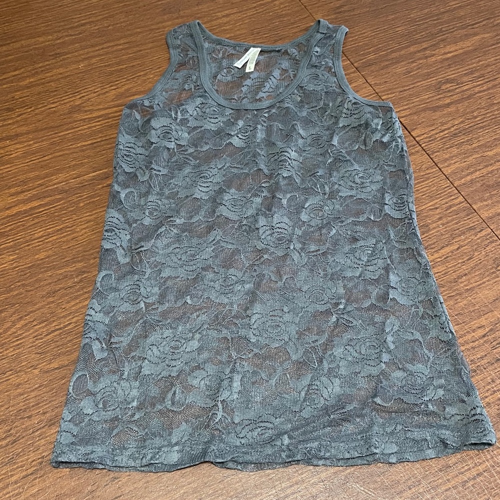 Gray Color Story Lace Tank Top